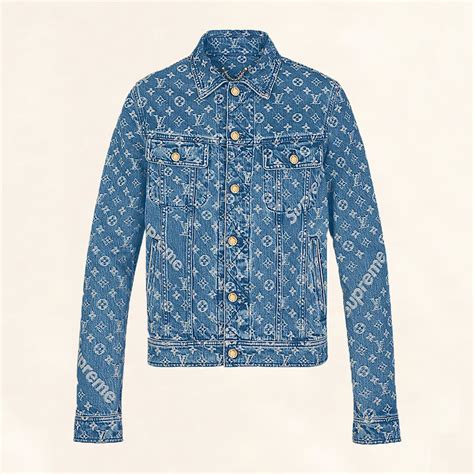 lv monogram coat|Lv monogram denim jacket.